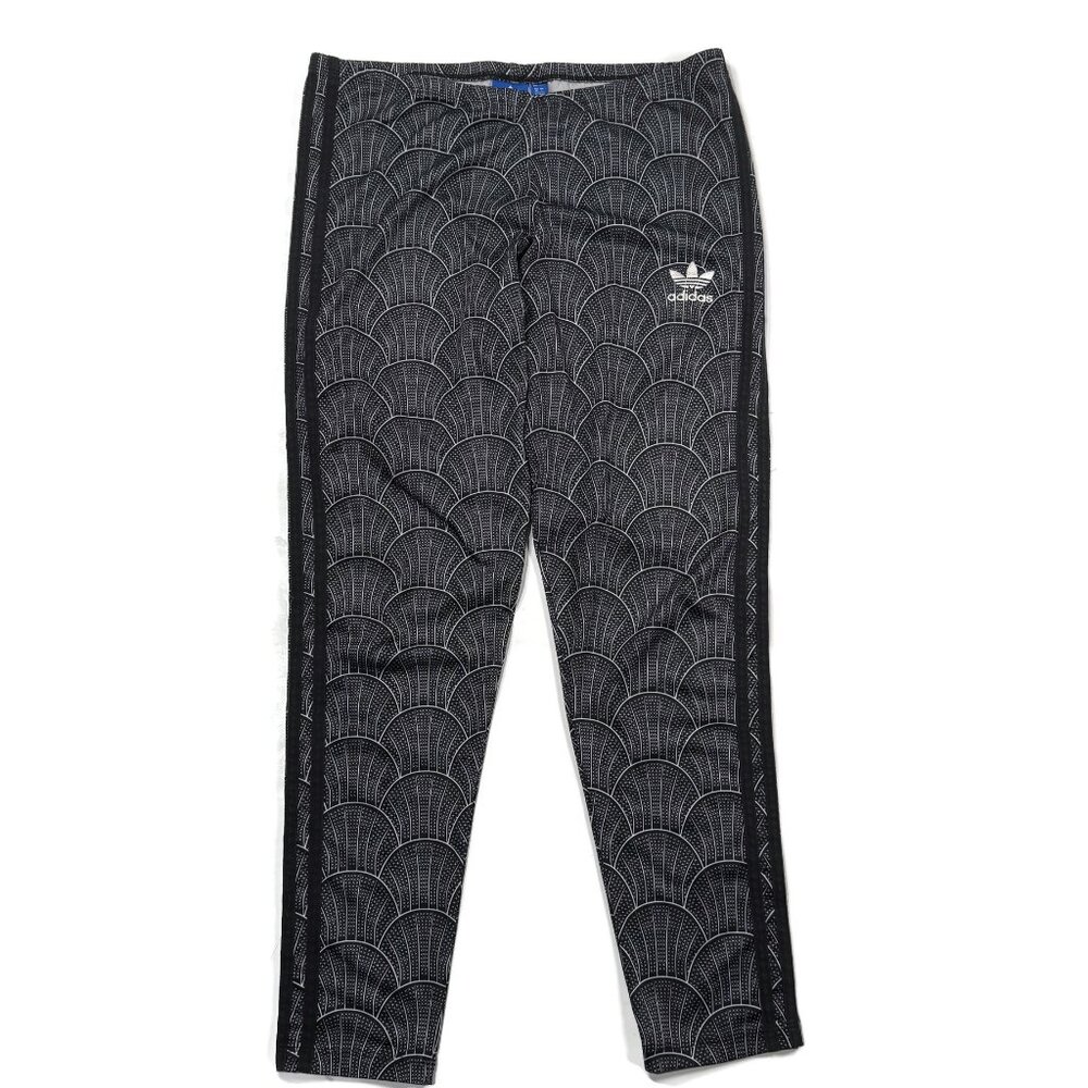 Adidas Originals Womens Large Shell Tile AOP Track Pants Black Gray Firebird‎
